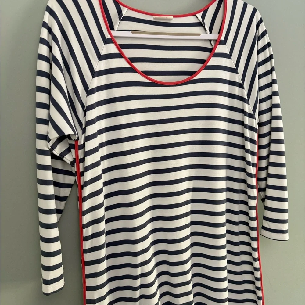LAKE Pima Cotton Breton Stripe Knit Shift Dress Size L - Picture 4 of 10